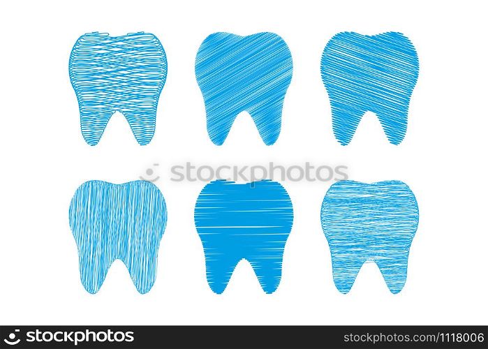 Collection of teeth stylized as hand drawing,dental care,isolated on white background,vector illustration. Collection of teeth stylized as hand drawing,dental care