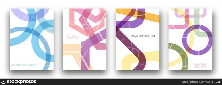 Collection of templates for creative design of covers, posters. A set of designs for social media marketing, advertising and branding. Minimalist style with intersecting colored lines