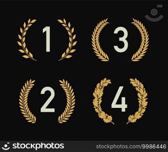 Collection of the different gold silhouette wreaths, depicting an award. Vector design template.