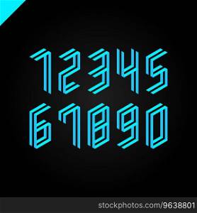 Collection of the isometric sport numbers set font