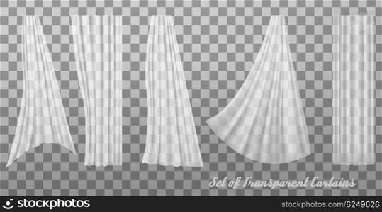 Collection of transparent curtains. Vector