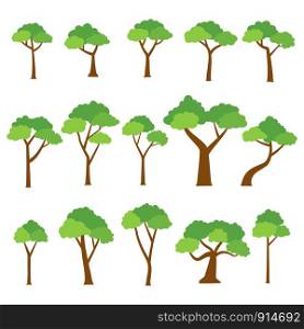 Collection of trees vector on white background