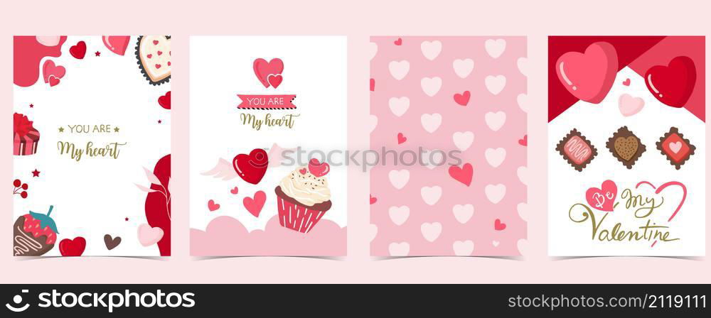 Collection of valentine&rsquo;s day background set with heart.Editable vector illustration for website, invitation,postcard and sticker