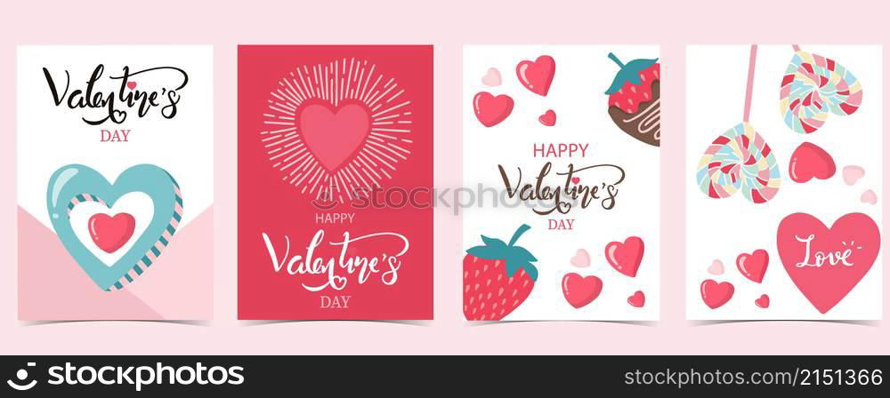 Collection of valentine&rsquo;s day background set with heart.Editable vector illustration for website, invitation,postcard and sticker