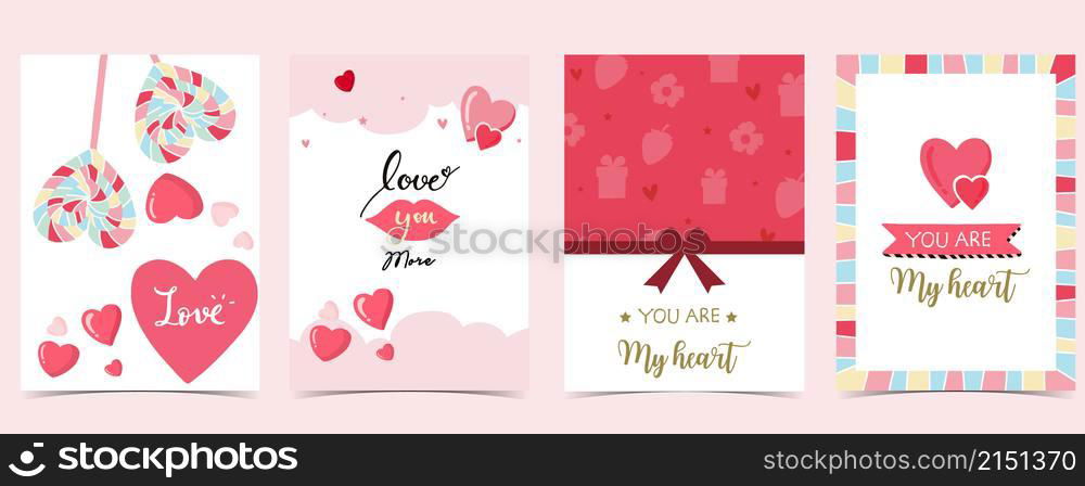 Collection of valentine&rsquo;s day background set with heart.Editable vector illustration for website, invitation,postcard and sticker