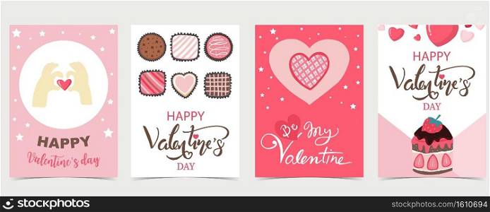 Collection of valentine’s day background set with chocolate,cake.Editable vector illustration for website, invitation,postcard and sticker.Wording include be my valentine