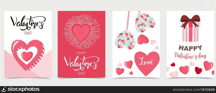 Collection of valentine’s day background set with chocolate,cake.Editable vector illustration for website, invitation,postcard and sticker.Wording include be my valentine