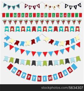 Collection of various designs of Christmas and New Year bunting