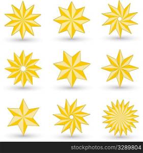 Collection of various designs of gold star icons