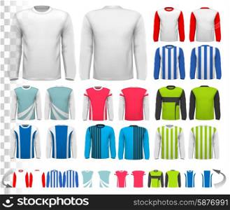 Collection of various male long sleeved shirts. Design template. The shirt is transparent and can be used as a template with your own design. Vector.