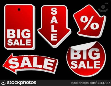 Collection of Various Red Isolated Sale Tags