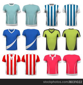 Collection of various soccer jerseys. The T-shirt is transparent and can be used as a template with your own design. Vector.