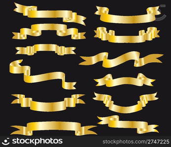 Collection of vector brightly ribbons in different shape