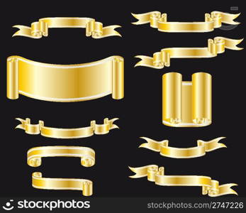 Collection of vector brightly ribbons in different shape