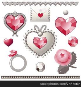 Collection of vector elements for Valentine&rsquo;s Day. Eps 10