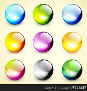 Collection of vector glass shperes