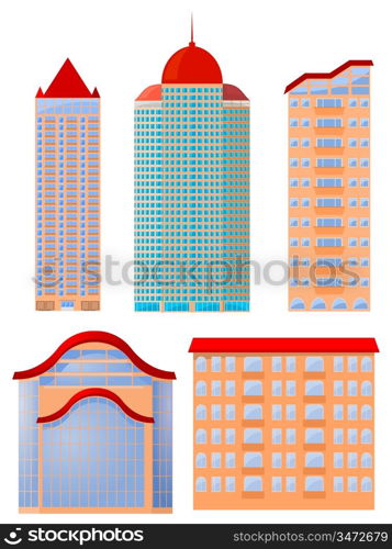 Collection of vector illustrations of apartment buildings