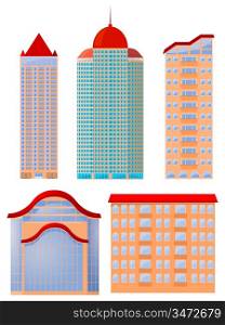 Collection of vector illustrations of apartment buildings