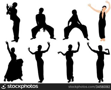 Collection of vector illustrations of dancers