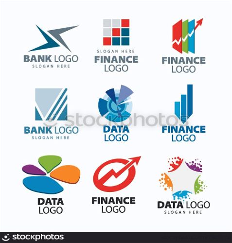 collection of vector logos for banks and finance companies