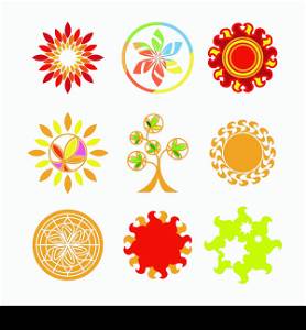 collection of vector logos in the form of the sun