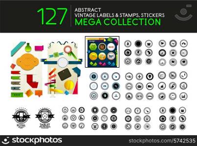 Collection of vintage stamps lables tags vector icons