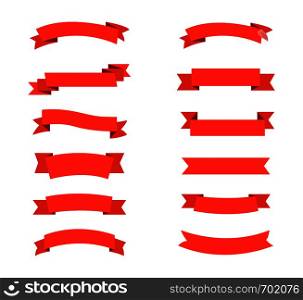 Collection red ribbons banners vector icons for web design. Eps10. Collection red ribbons banners vector icons for web design