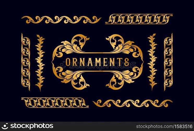 Collection set of gold label and Frame ornaments for your products design and weeding element greeting