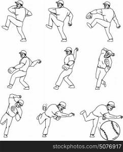 Collection set of illustrations of an athlete working out hitting tire with hammer viewed from the side done in drawing sketch style. . Fitness Athlete Hammer Workout Collection Set