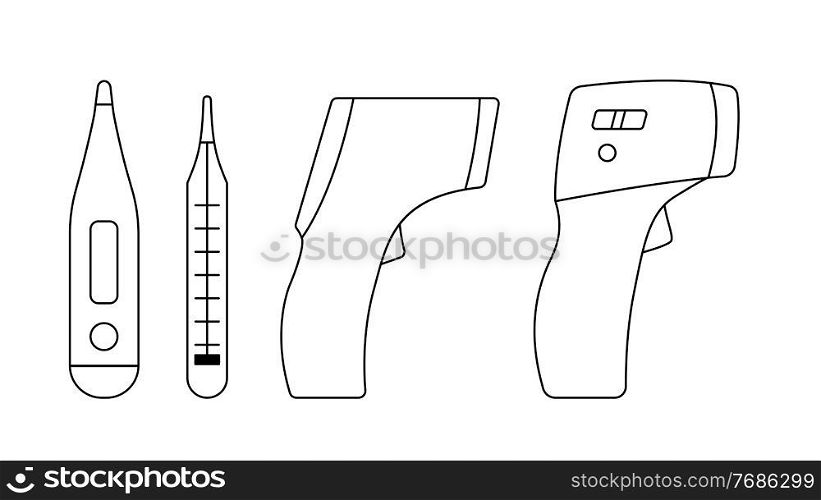 Collection Set of Medical Thermometer Simple Icon. Vector Illustration EPS10. Collection Set of Medical Thermometer Simple Icon. Vector Illustration
