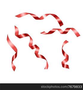 Collection Set of Red Glossy Glitter Ribbon for Party Holiday Background. Isolated Design Elements. Vector Illustration. Collection Set of Red Glossy Glitter Ribbon for Party Holiday Background. Isolated Design Elements. Vector Illustration EPS10