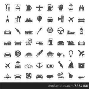 Collection transport of icons. A vector illustration