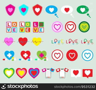 Collection Valentine concept love heart for graphic decorate.set of Valentine love.