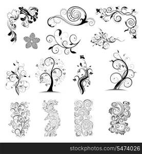 Collection vector floral ornate design elements