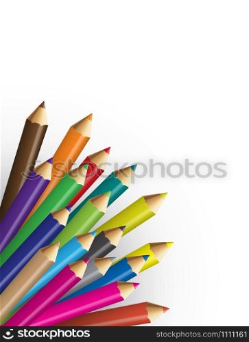 Collections of pencils colour with white background