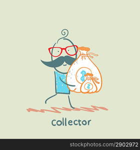 collector is running with a bag of money