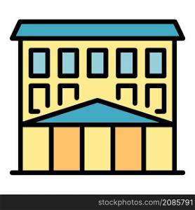 College building icon. Outline college building vector icon color flat isolated. College building icon color outline vector
