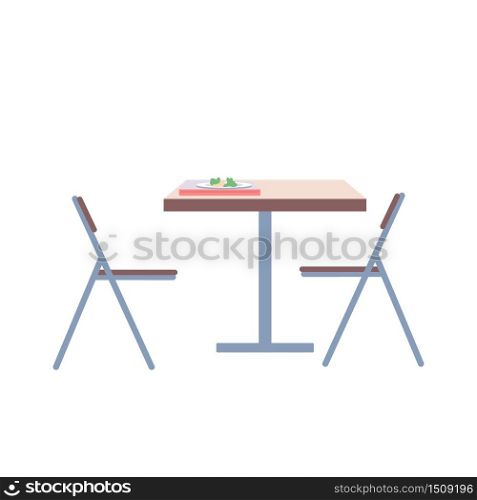 College cafeteria cartoon vector illustration. Canteen, cafe table flat color object. Eatery interior element isolated on white background. Lunch break, breakfast. Student lifestyle attribute