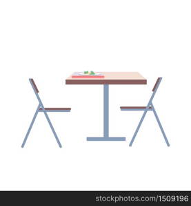 College cafeteria cartoon vector illustration. Canteen, cafe table flat color object. Eatery interior element isolated on white background. Lunch break, breakfast. Student lifestyle attribute