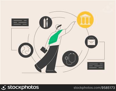 College choice abstract concept vector illustration. College choice advisor, rankings, career assessment test, graduation, important decision, higher education, choose institute abstract metaphor.. College choice abstract concept vector illustration.