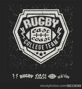 College east coast rugby team emblem and icons vector image-Emblem ,College ,Team ,East ,Coast ,Icons ,Sport ,Rugby ,Ball ,Black ,Retro ,Sticker ,Star ,Flat ,Athletic ,Football ,T