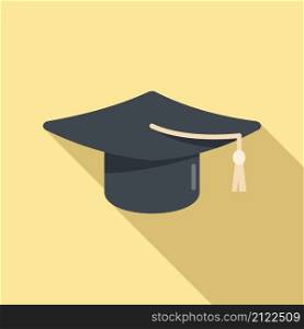 College graduation hat icon flat vector. School diploma. Student graduate. College graduation hat icon flat vector. School diploma