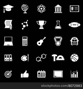 College icons on black background, stock vector