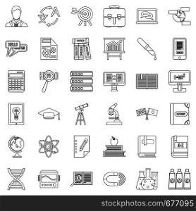 College icons set. Outline style of 36 college vector icons for web isolated on white background. College icons set, outline style