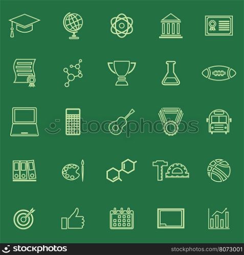 College line color icons on green background, stock vector