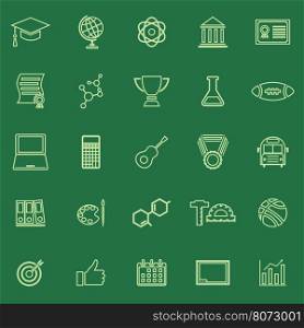 College line color icons on green background, stock vector