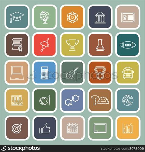 College line flat icons on green background, stock vector
