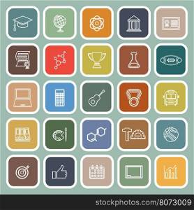 College line flat icons on green background, stock vector
