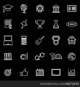 College line icons on black background, stock vector
