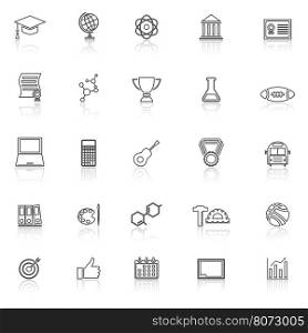 College line icons with reflect on white background, stock vector